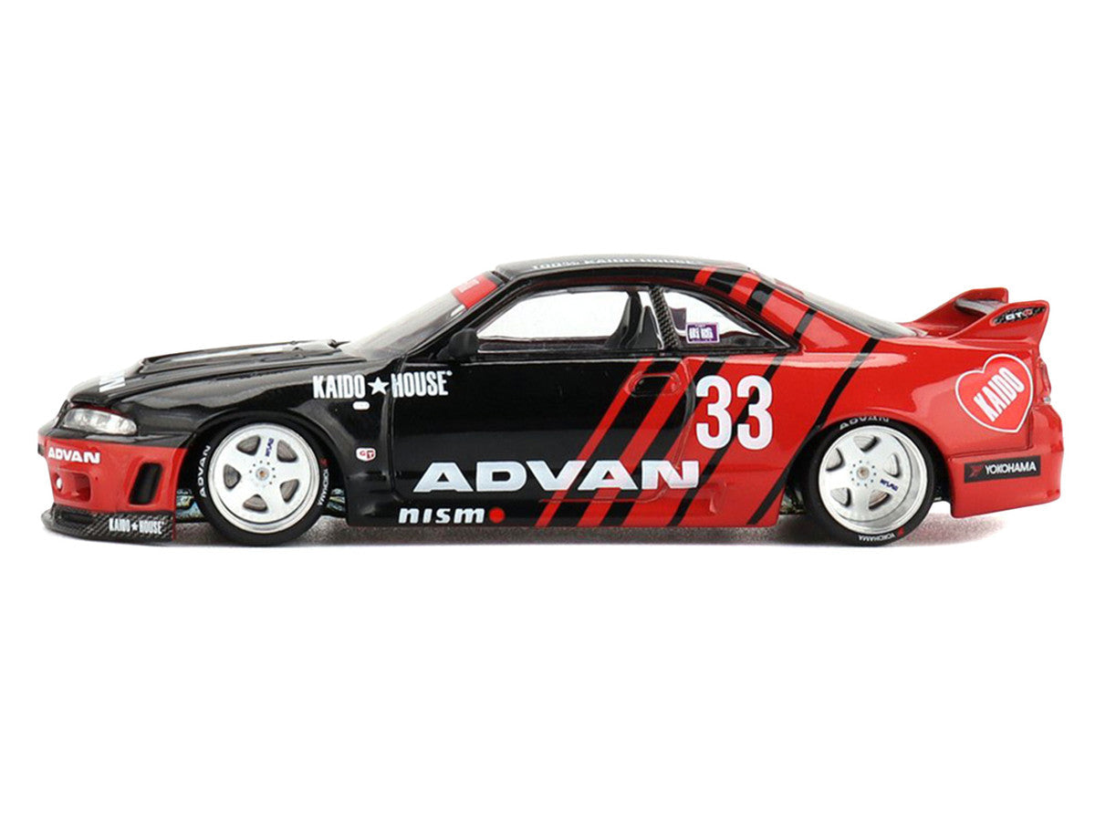 Nissan Skyline GT-R (R33) "Kaido Works" RHD (Right Hand Drive) #33 "ADVAN" Black and Red (Designed by Jun Imai) "Kaido House" Special 1/64 Diecast Model Car by Mini GT LuxuryLifeWay Online Store
