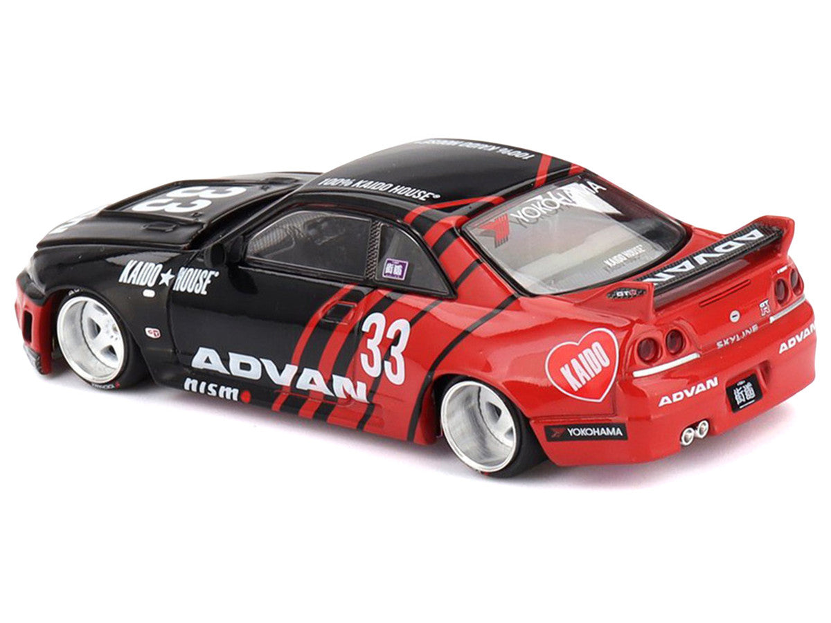 Nissan Skyline GT-R (R33) "Kaido Works" RHD (Right Hand Drive) #33 "ADVAN" Black and Red (Designed by Jun Imai) "Kaido House" Special 1/64 Diecast Model Car by Mini GT LuxuryLifeWay Online Store