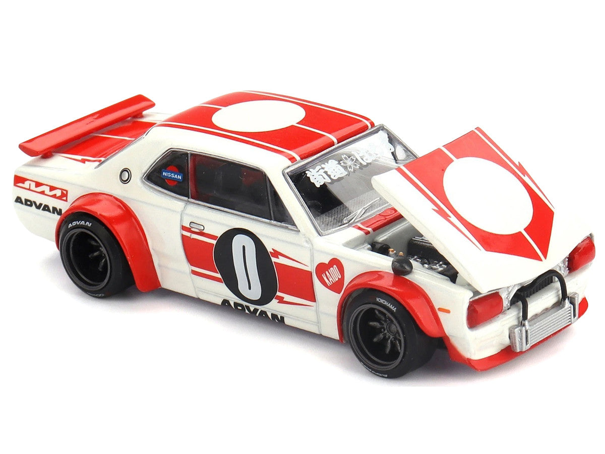Nissan Skyline 2000GT-R (KPGC10) "Kaido Works V2" RHD (Right Hand Drive) White with Red Stripes (Designed by Jun Imai) "Kaido House" Special 1/64 Diecast Model Car by Mini GT LuxuryLifeWay Online Store
