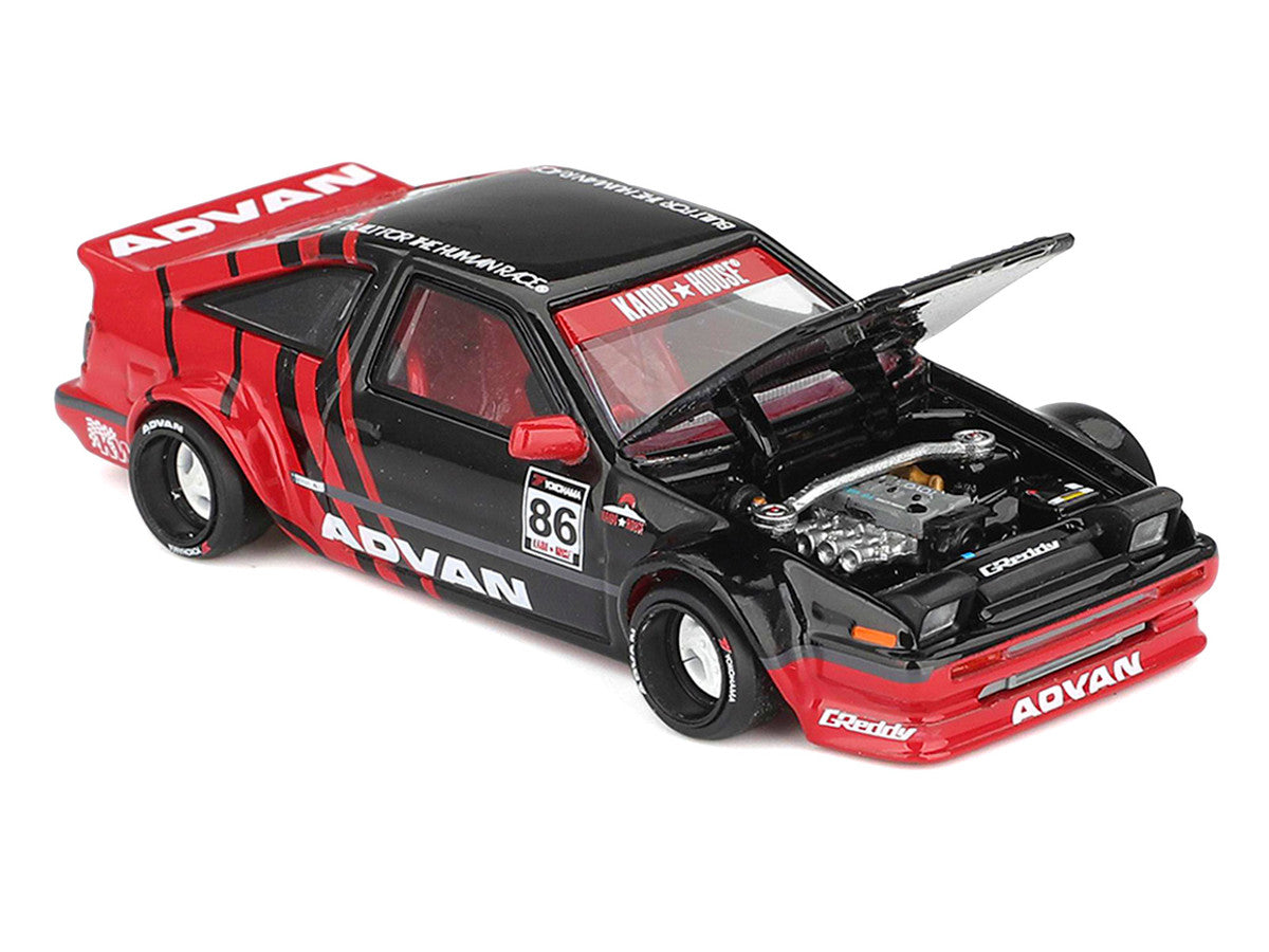Toyota AE86 Sprinter Trueno RHD (Right Hand Drive) #86 "Kaido ADVAN" Black and Red (Designed by Jun Imai) "Kaido House" Special 1/64 Diecast Model Car by Mini GT LuxuryLifeWay Online Store