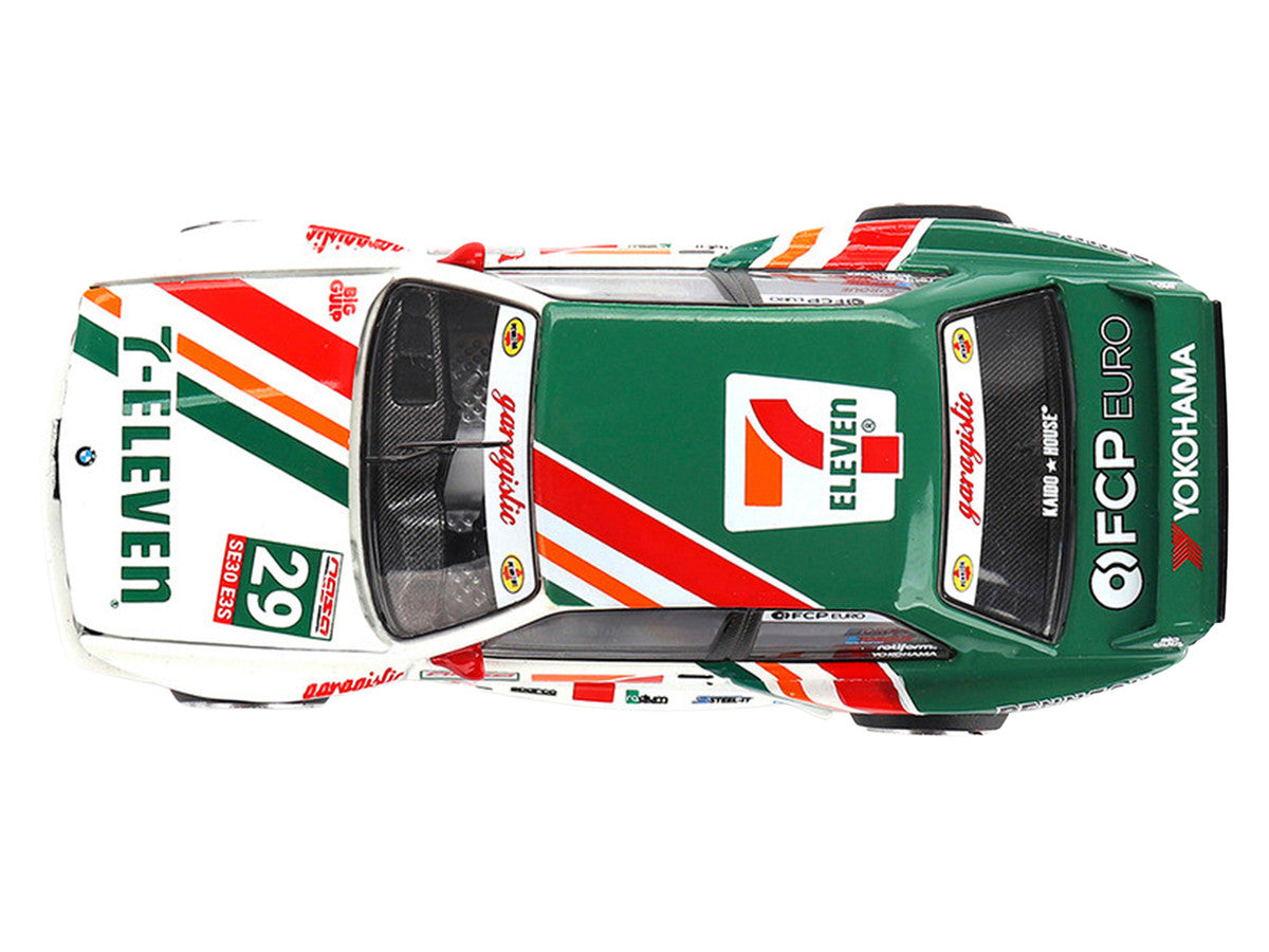 BMW M3 "Kaido Works Larry Chen V1" #29 "7-Eleven" White and Green with Graphics (Designed by Jun Imai) "Kaido House" Special 1/64 Diecast Model Car by Mini GT LuxuryLifeWay Online Store