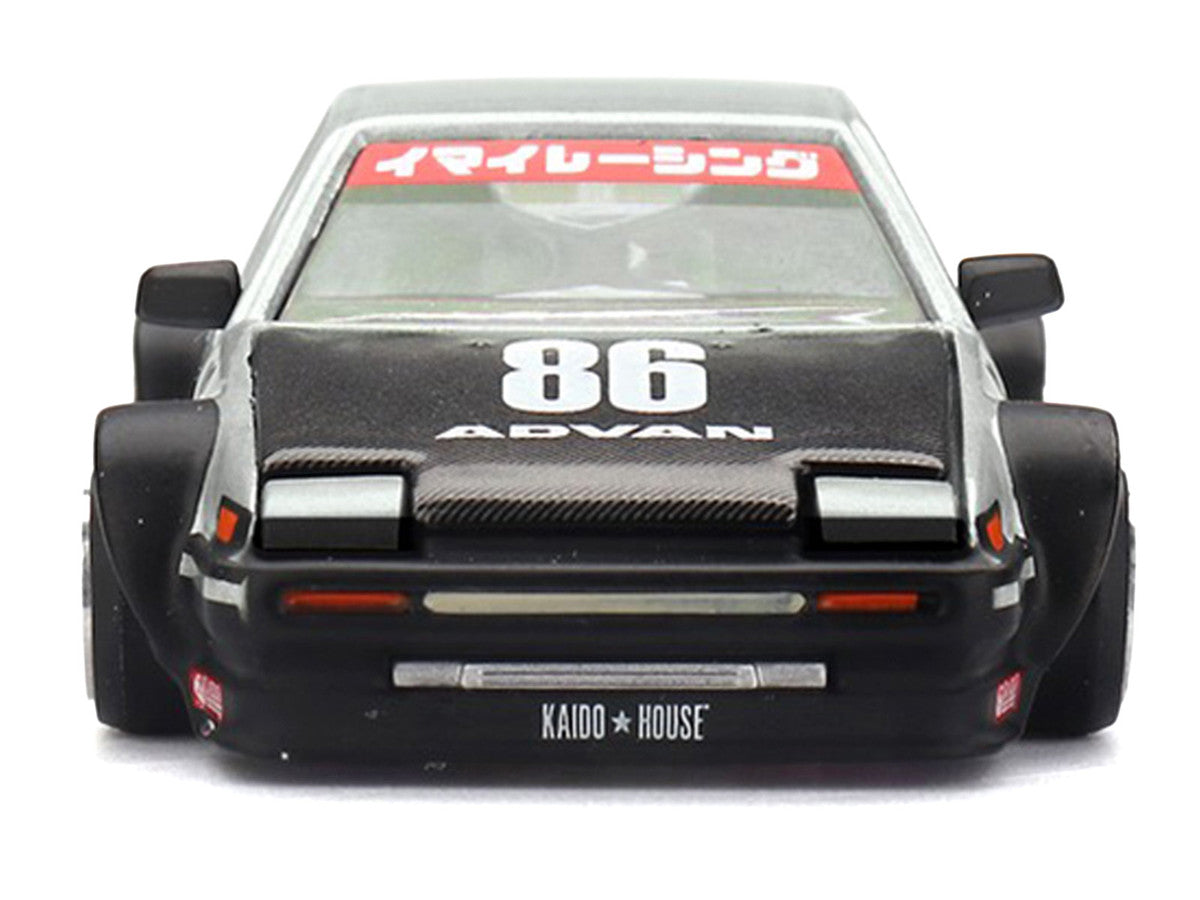 Toyota AE86 Sprinter Trueno RHD (Right Hand Drive) #86 "Kaido Street V2" Silver Metallic and Black with Carbon Hood and Graphics (Designed by Jun Imai) "Kaido House" 1/64 Die Cast Model Car by Mini GT LuxuryLifeWay Online Store