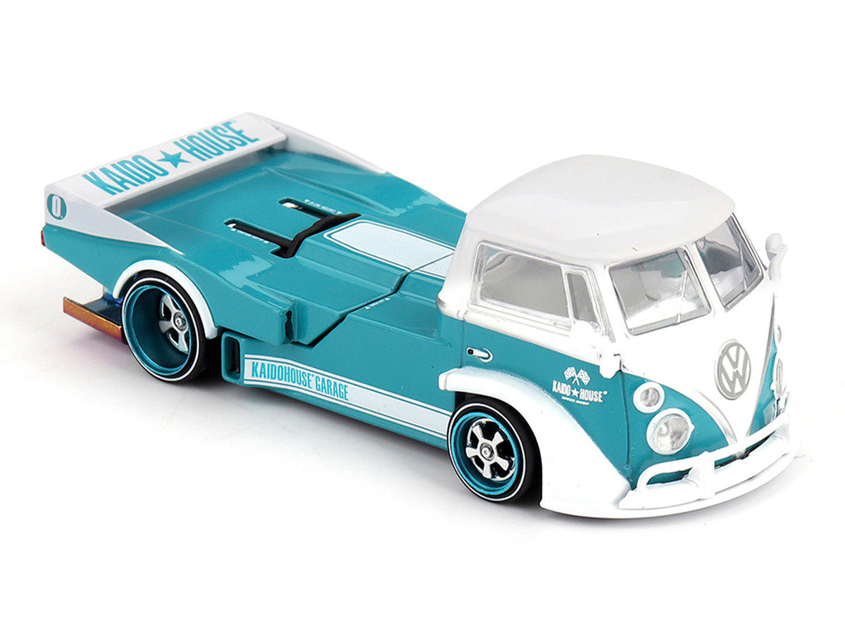 Volkswagen T1 "Kaido Works V1" Truck Turquoise with White Top and Stripes (Designed by Jun Imai) "Kaido House" Special 1/64 Diecast Model Car by Mini GT LuxuryLifeWay Online Store