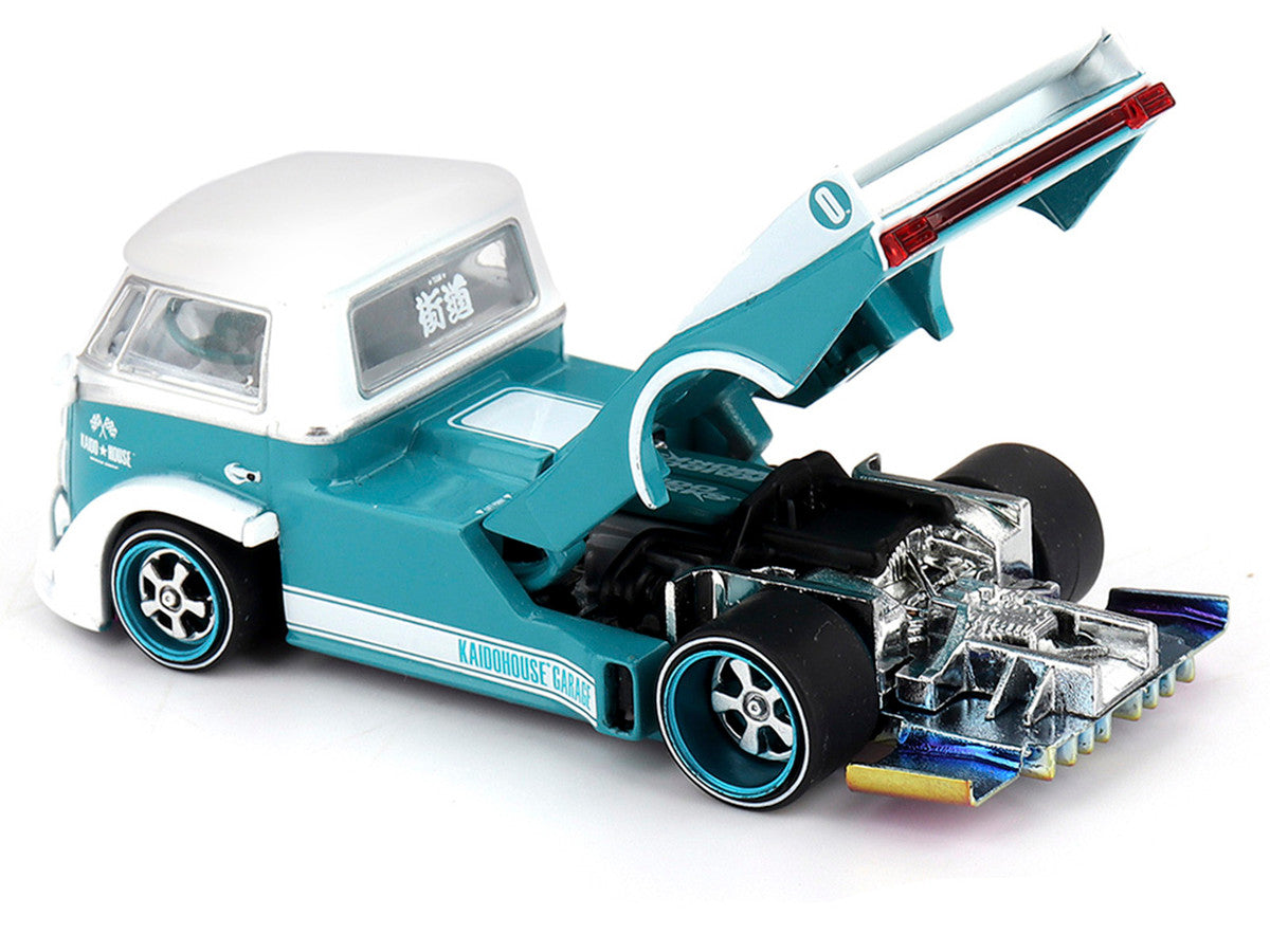 Volkswagen T1 "Kaido Works V1" Truck Turquoise with White Top and Stripes (Designed by Jun Imai) "Kaido House" Special 1/64 Diecast Model Car by Mini GT LuxuryLifeWay Online Store