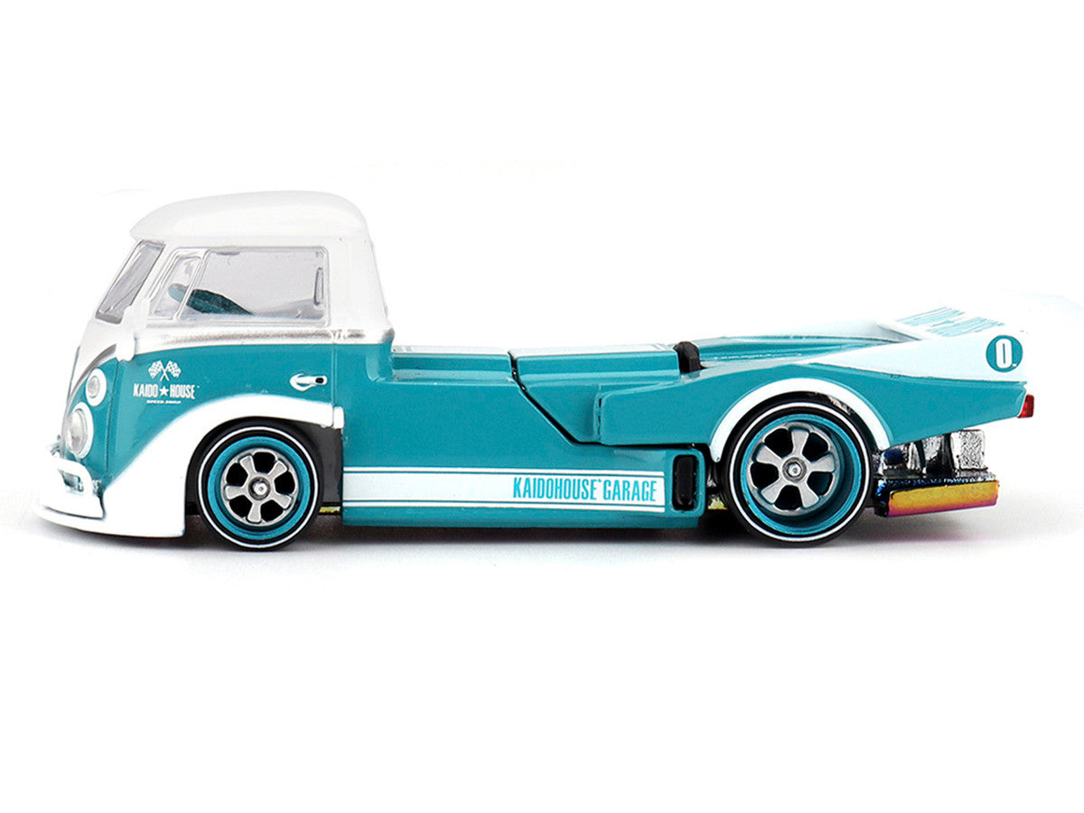 Volkswagen T1 "Kaido Works V1" Truck Turquoise with White Top and Stripes (Designed by Jun Imai) "Kaido House" Special 1/64 Diecast Model Car by Mini GT LuxuryLifeWay Online Store