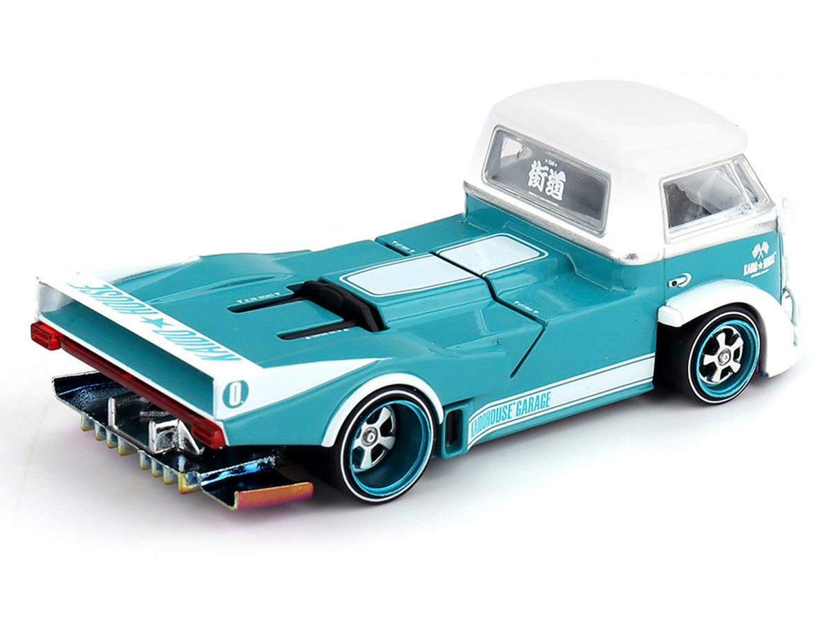 Volkswagen T1 "Kaido Works V1" Truck Turquoise with White Top and Stripes (Designed by Jun Imai) "Kaido House" Special 1/64 Diecast Model Car by Mini GT LuxuryLifeWay Online Store