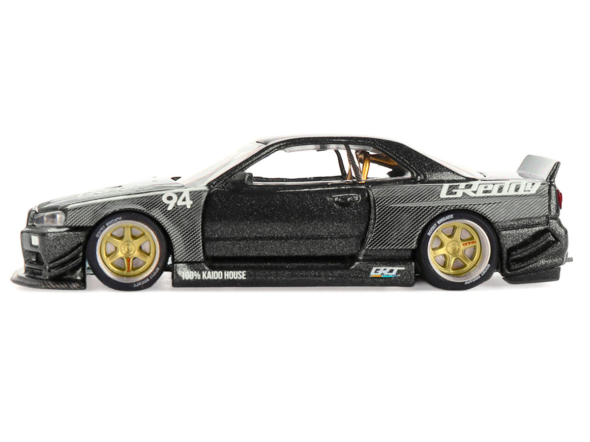 Nissan Skyline GT-R (R34) RHD (Right Hand Drive) #94 "Kaido Works GReddy V2" Carbon Fiber and Dark Gray Metallic (Designed by Jun Imai) "Kaido House" Special 1/64 Diecast Model Car by Mini GT LuxuryLifeWay Online Store