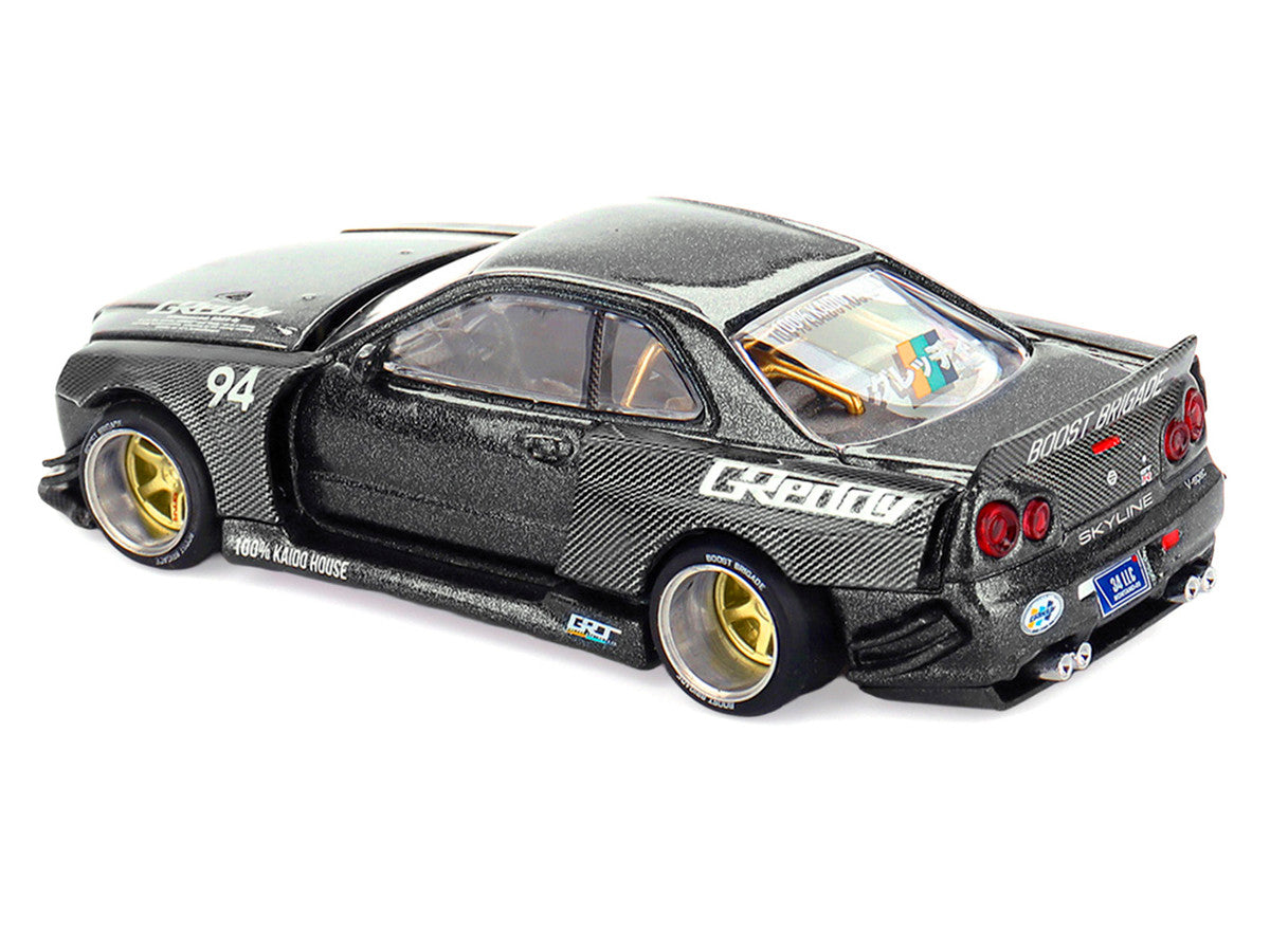 Nissan Skyline GT-R (R34) RHD (Right Hand Drive) #94 "Kaido Works GReddy V2" Carbon Fiber and Dark Gray Metallic (Designed by Jun Imai) "Kaido House" Special 1/64 Diecast Model Car by Mini GT LuxuryLifeWay Online Store
