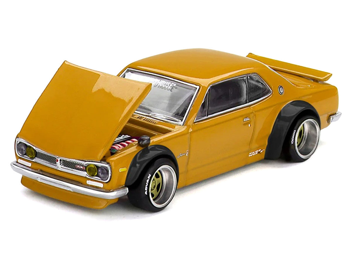 Nissan Skyline 2000GT-R (KPGC10) RHD (Right Hand Drive) "Kaido Street V2" Yellow (Designed by Jun Imai) "Kaido House" Special 1/64 Diecast Model Car by Mini GT LuxuryLifeWay Online Store