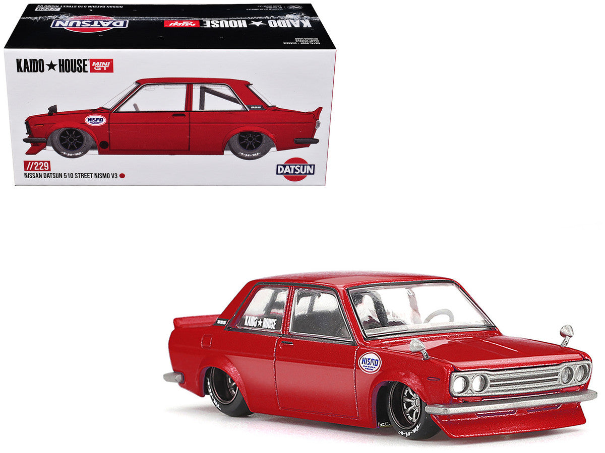 Datsun 510 Street "Nismo V3" Red Metallic (Designed by Jun Imai) "Kaido House" Special 1/64 Diecast Model Car by Mini GT LuxuryLifeWay Online Store