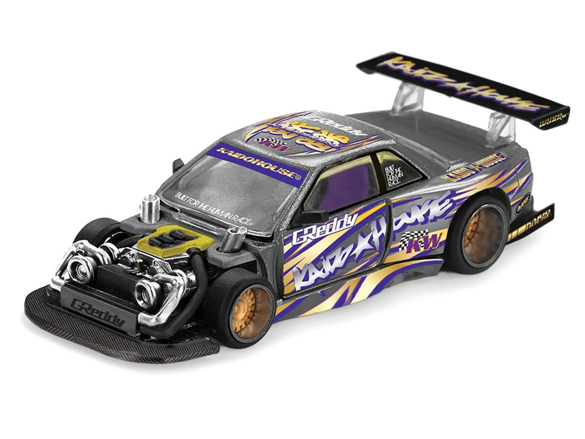Nissan Silvia S13-R "Kaido Drift V1" RHD (Designed by Jun Imai) Gray Metallic with Graphics "Kaido House" Special 1/64 Diecast Model Car by Mini GT LuxuryLifeWay Online Store