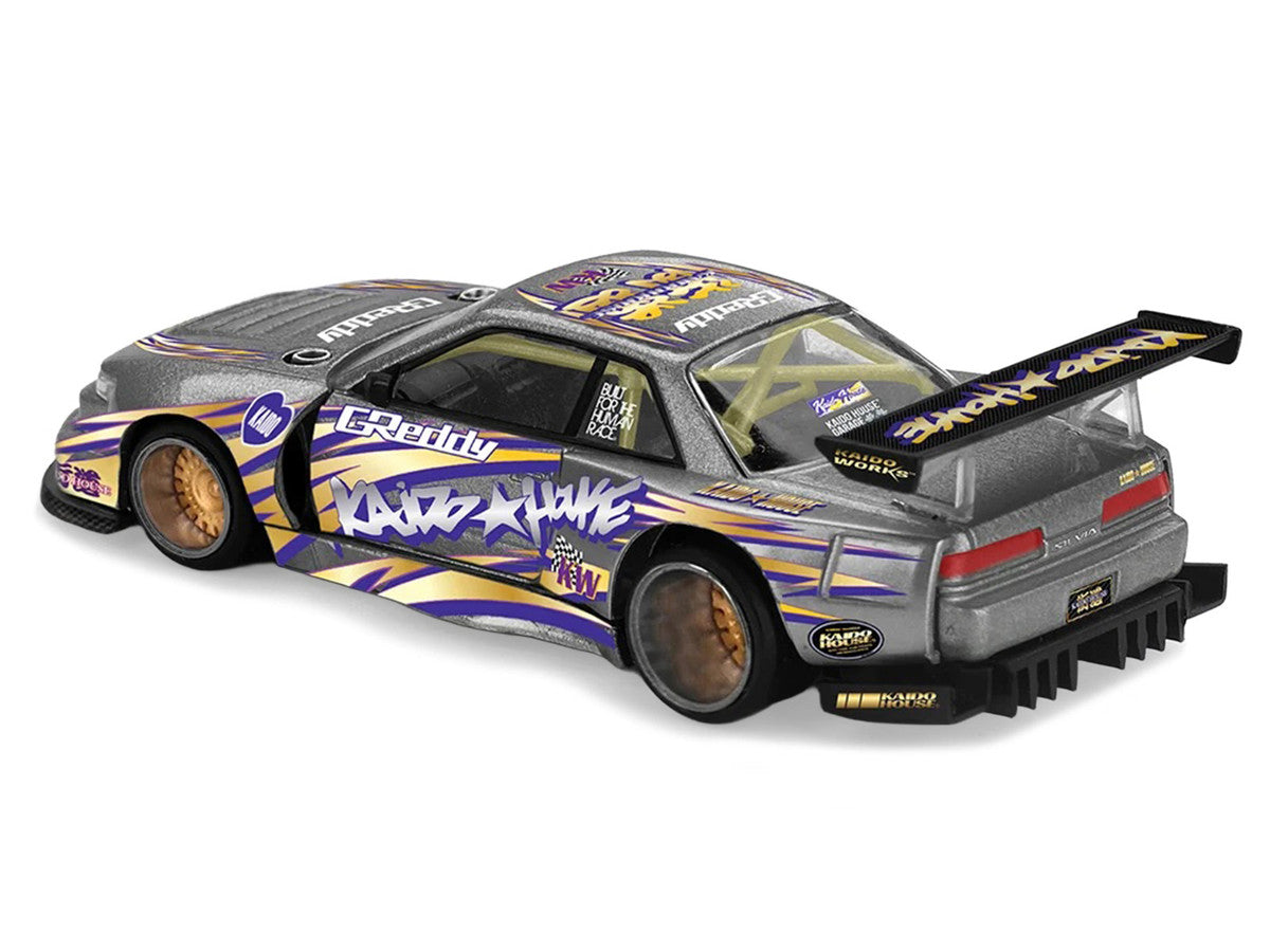Nissan Silvia S13-R "Kaido Drift V1" RHD (Designed by Jun Imai) Gray Metallic with Graphics "Kaido House" Special 1/64 Diecast Model Car by Mini GT LuxuryLifeWay Online Store