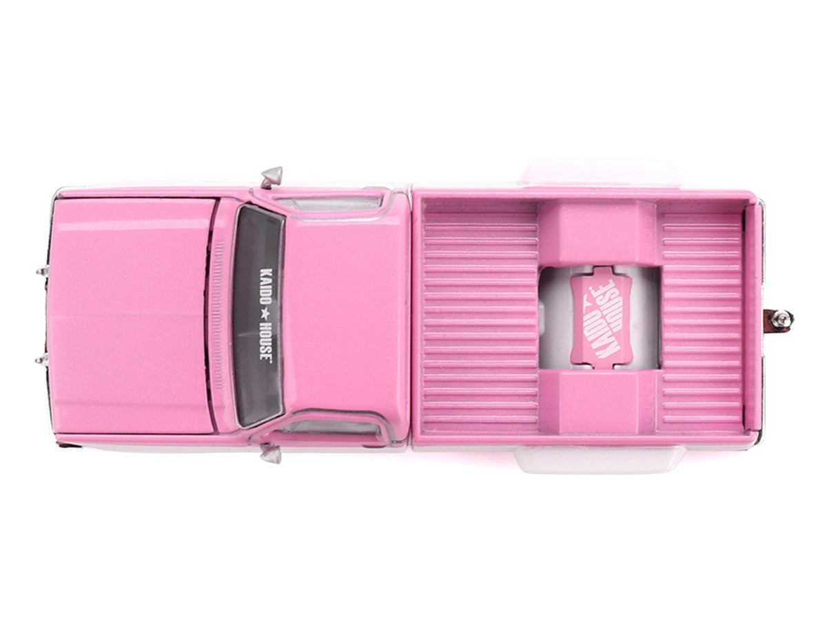 Chevrolet Silverado Dually Pickup Truck "Vintage Spec V2" Pink with White Sides (Designed by Jun Imai) "Kaido House" Special 1/64 Diecast Model Car by Mini GT LuxuryLifeWay Online Store