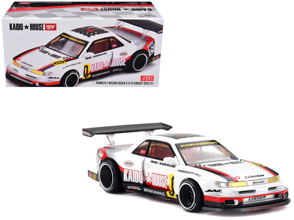 Nissan Silvia S13-R "Circuit Spec V1" RHD (Right Hand Drive) White with Graphics (Designed by Jun Imai) "Kaido House" Special 1/64 Diecast Model Car by Mini GT LuxuryLifeWay Online Store