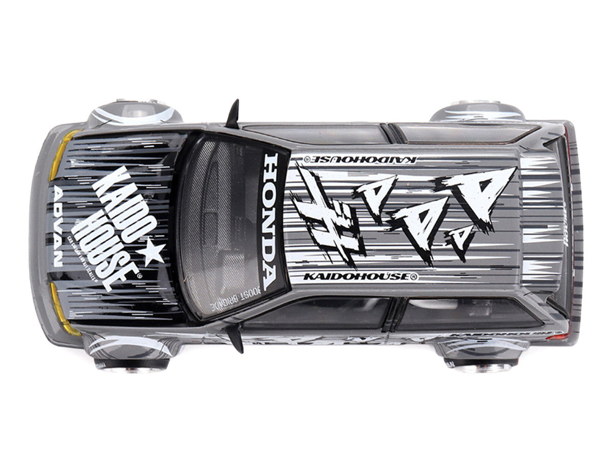 Honda Civic (EF) "Manga V1" Gray Metallic with Graphics (Designed by Jun Imai) "Kaido House" Special 1/64 Diecast Model Car by Mini GT LuxuryLifeWay Online Store