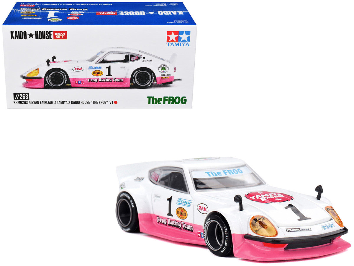 Nissan Fairlady Z RHD (Right Hand Drive) #1 "Tamiya Racing - Frog Racing Team" White and Pink (Designed by Jun Imai) "Kaido House" Special 1/64 Diecast Model Car by Mini GT LuxuryLifeWay Online Store