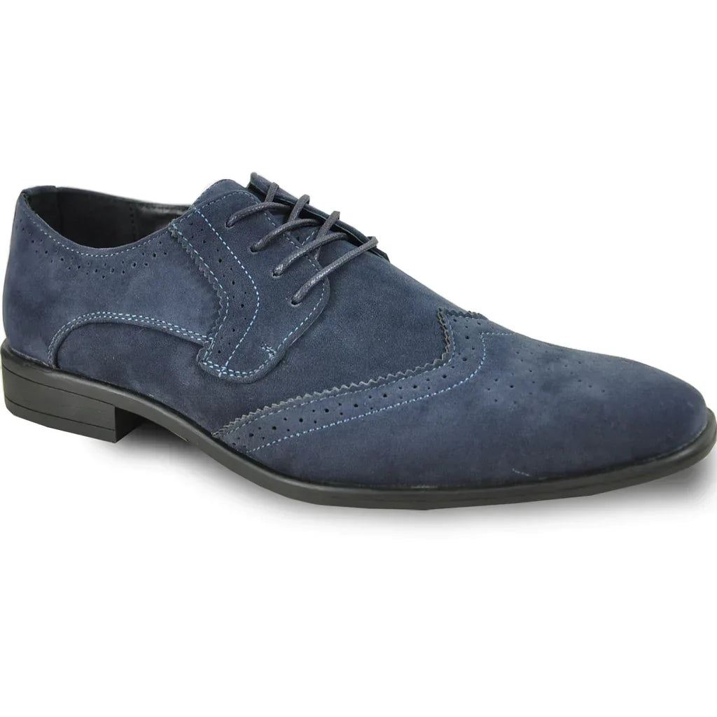 BRAVO Men Dress Shoe KING-3 Wingtip Oxford Shoe Blue LuxuryLifeWay Online Store