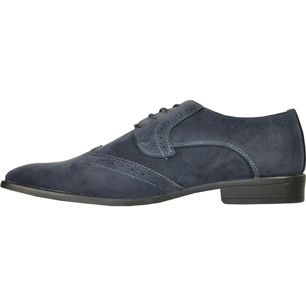 BRAVO Men Dress Shoe KING-3 Wingtip Oxford Shoe Blue LuxuryLifeWay Online Store