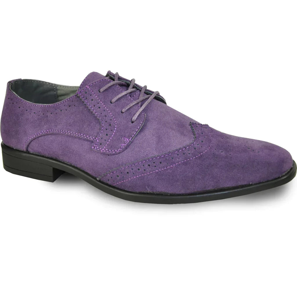 BRAVO Men Dress Shoe KING-3 Wingtip Oxford Shoe Purple LuxuryLifeWay Online Store
