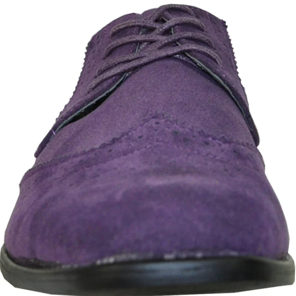BRAVO Men Dress Shoe KING-3 Wingtip Oxford Shoe Purple LuxuryLifeWay Online Store