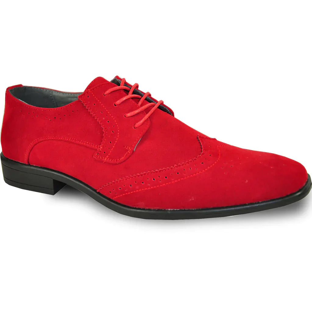 BRAVO Men Dress Shoe KING-3 Wingtip Oxford Shoe Red LuxuryLifeWay Online Store