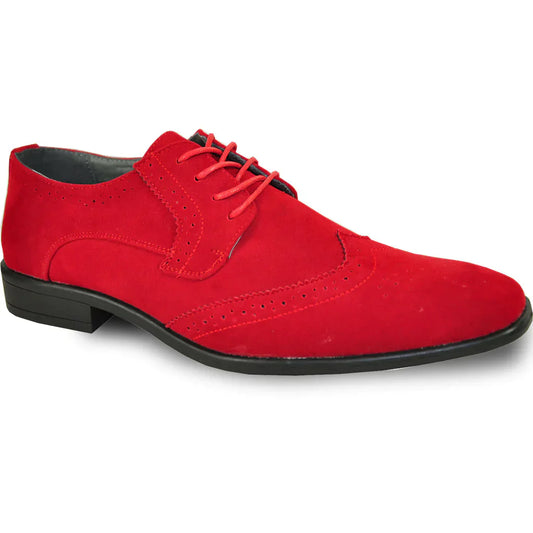 BRAVO Men Dress Shoe KING-3 Wingtip Oxford Shoe Red LuxuryLifeWay Online Store