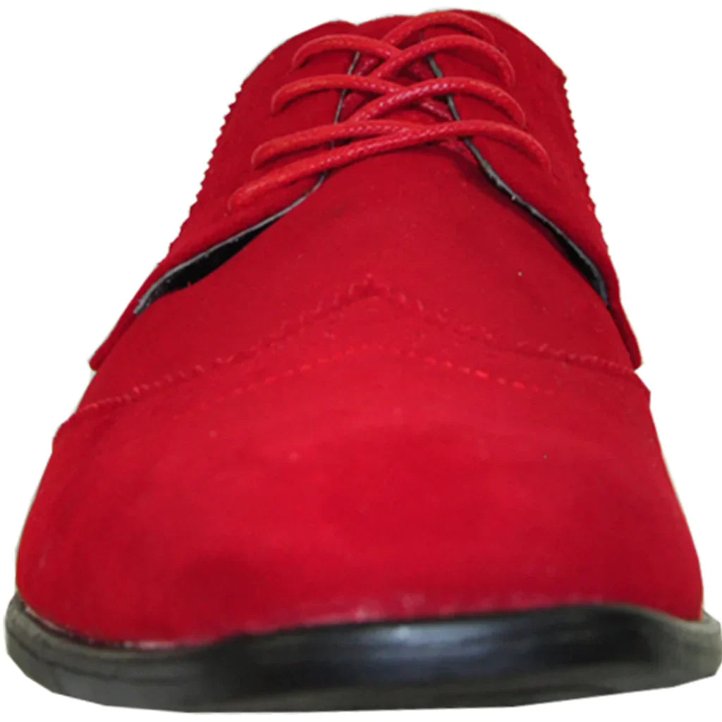 BRAVO Men Dress Shoe KING-3 Wingtip Oxford Shoe Red LuxuryLifeWay Online Store