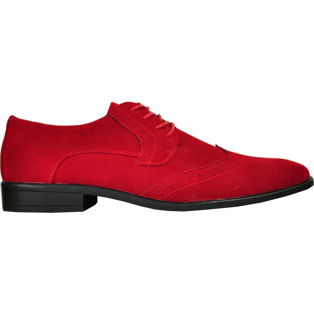 BRAVO Men Dress Shoe KING-3 Wingtip Oxford Shoe Red LuxuryLifeWay Online Store