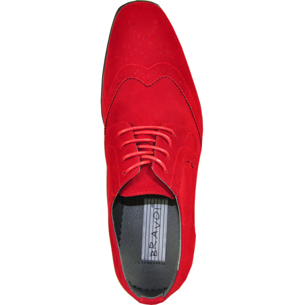 BRAVO Men Dress Shoe KING-3 Wingtip Oxford Shoe Red LuxuryLifeWay Online Store