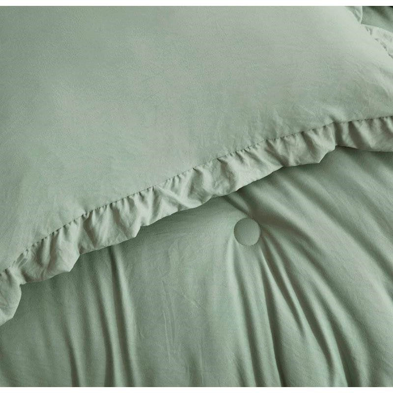 Oversized King Sage Microfiber 3-Piece Comforter Set with Ruffled Edge Trim LuxuryLifeWay Online Store