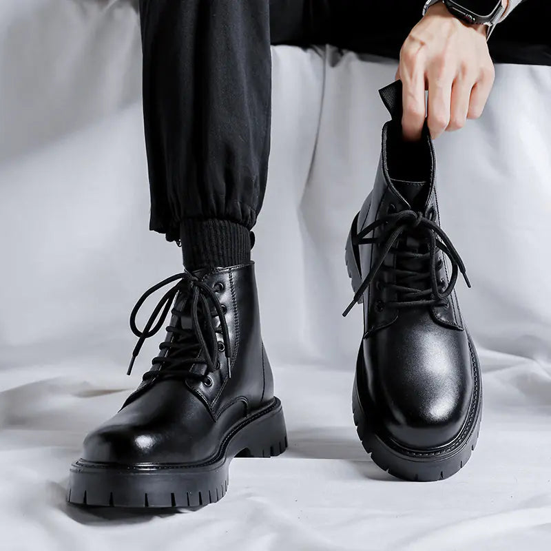 Men's Chelsea Ankle Boots - High-Top Leather Martin Boot