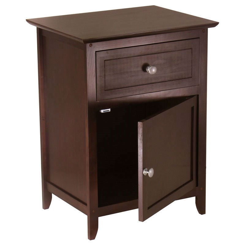 Antique Walnut Wood Finish 1-Drawer Bedroom Nightstand End Table Cabinet LuxuryLifeWay Online Store