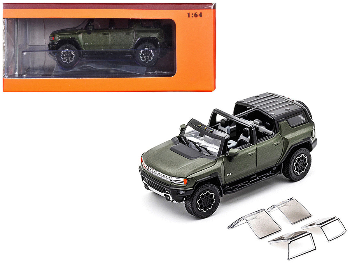 2023 GMC Hummer EV SUV Green Metallic with Black Top 1/64 Diecast Model Car by GCD LuxuryLifeWay Online Store