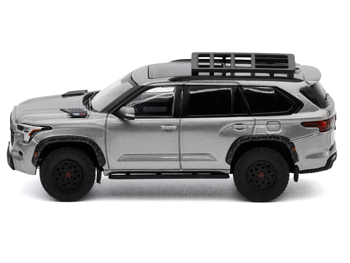 Toyota Sequoia TRD PRO Silver Metallic with Roof Rack 1/64 Diecast Model Car by GCD LuxuryLifeWay Online Store