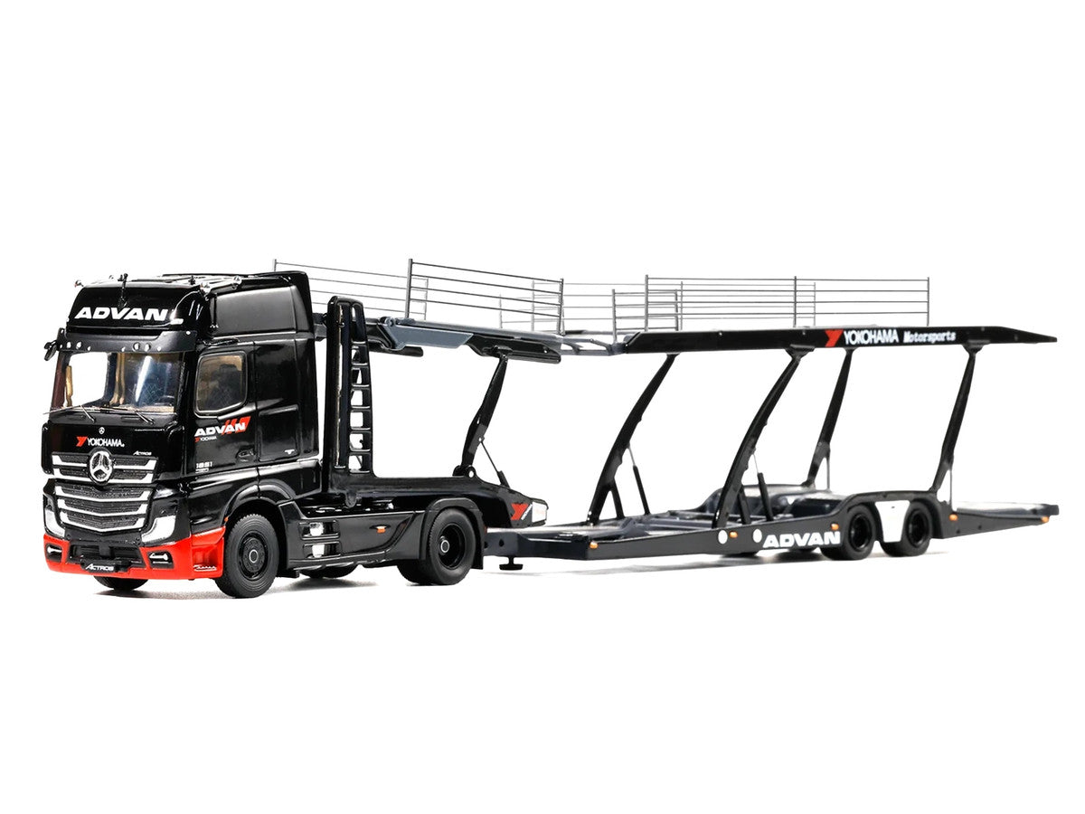 Mercedes-Benz Actros Gigaspace Auto Transporter "ADVAN Yokohama" Black 1/64 Diecast Model by GCD LuxuryLifeWay Online Store