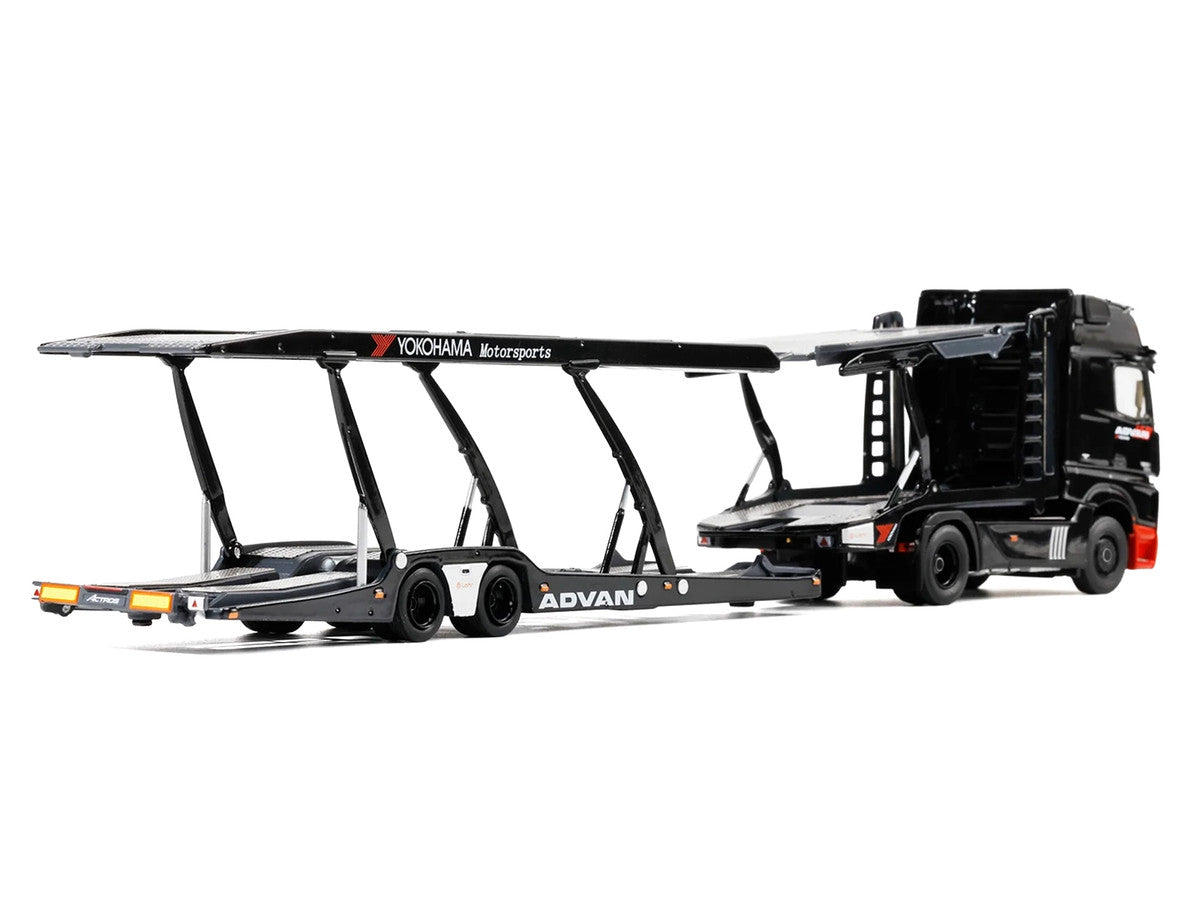 Mercedes-Benz Actros Gigaspace Auto Transporter "ADVAN Yokohama" Black 1/64 Diecast Model by GCD LuxuryLifeWay Online Store