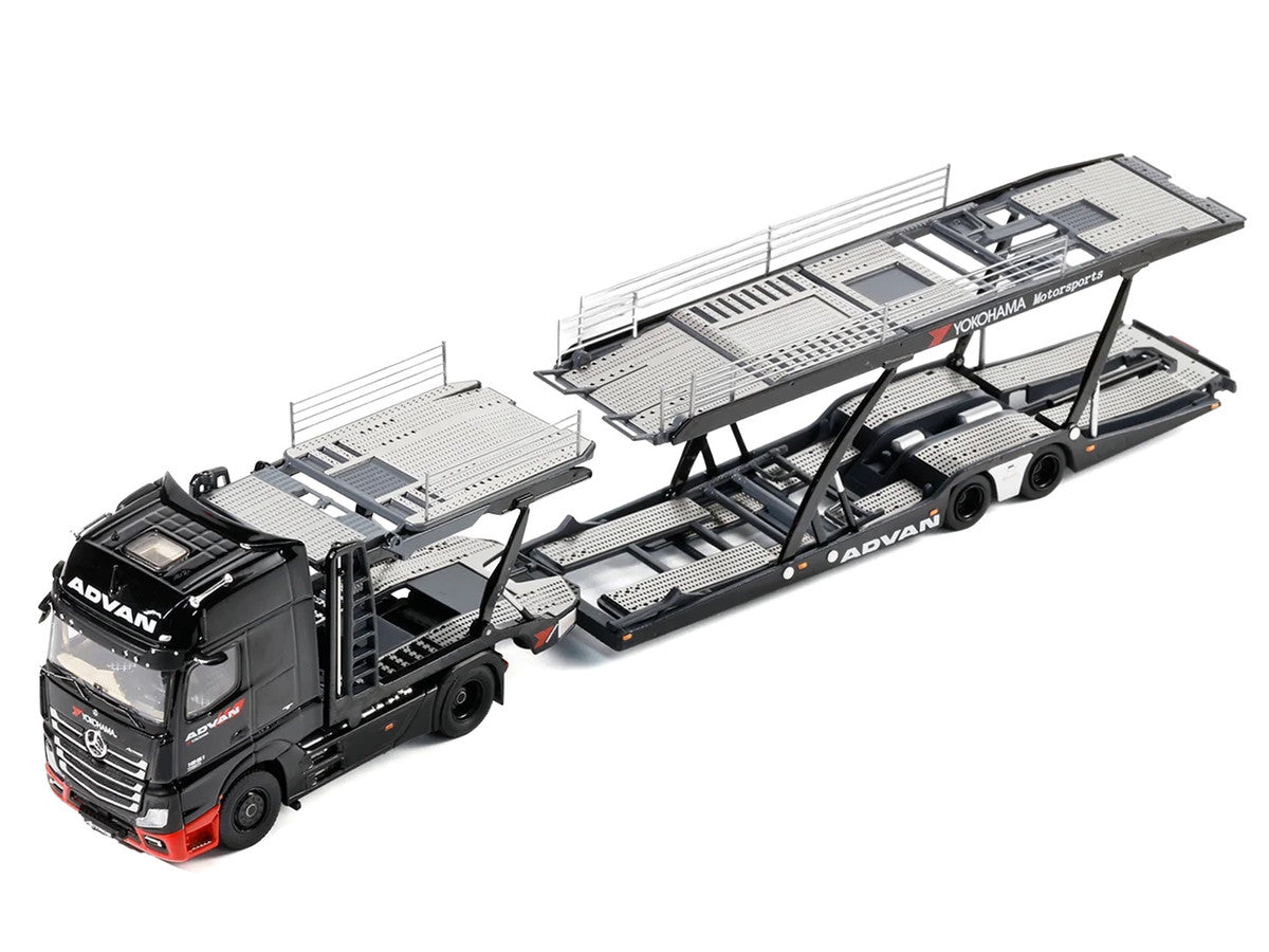 Mercedes-Benz Actros Gigaspace Auto Transporter "ADVAN Yokohama" Black 1/64 Diecast Model by GCD LuxuryLifeWay Online Store