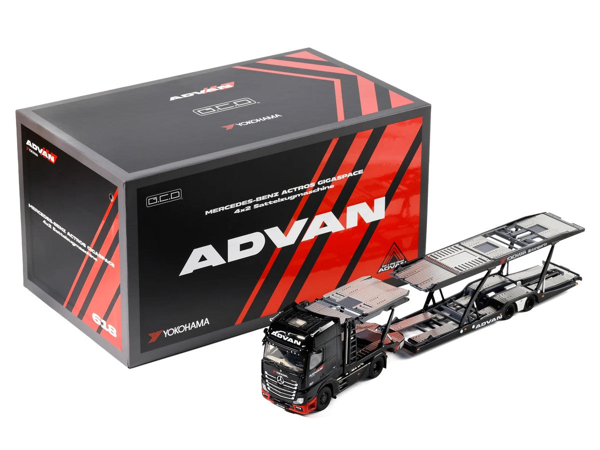 Mercedes-Benz Actros Gigaspace Auto Transporter "ADVAN Yokohama" Black 1/64 Diecast Model by GCD LuxuryLifeWay Online Store