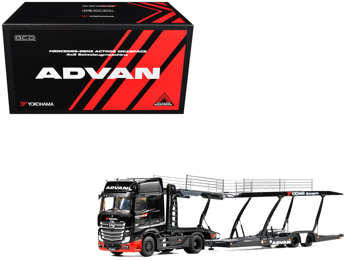 Mercedes-Benz Actros Gigaspace Auto Transporter "ADVAN Yokohama" Black 1/64 Diecast Model by GCD LuxuryLifeWay Online Store