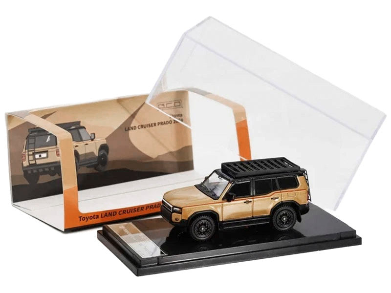 2024 Toyota Land Cruiser Prado Gold Metallic with Red Stripes and Roof Rack 1/64 Diecast Model Car by GCD LuxuryLifeWay Online Store