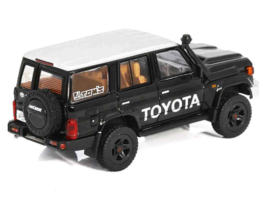 Toyota Land Cruiser (J76) Black with Silver Metallic Top 1/64 Diecast Model Car by GCD LuxuryLifeWay Online Store