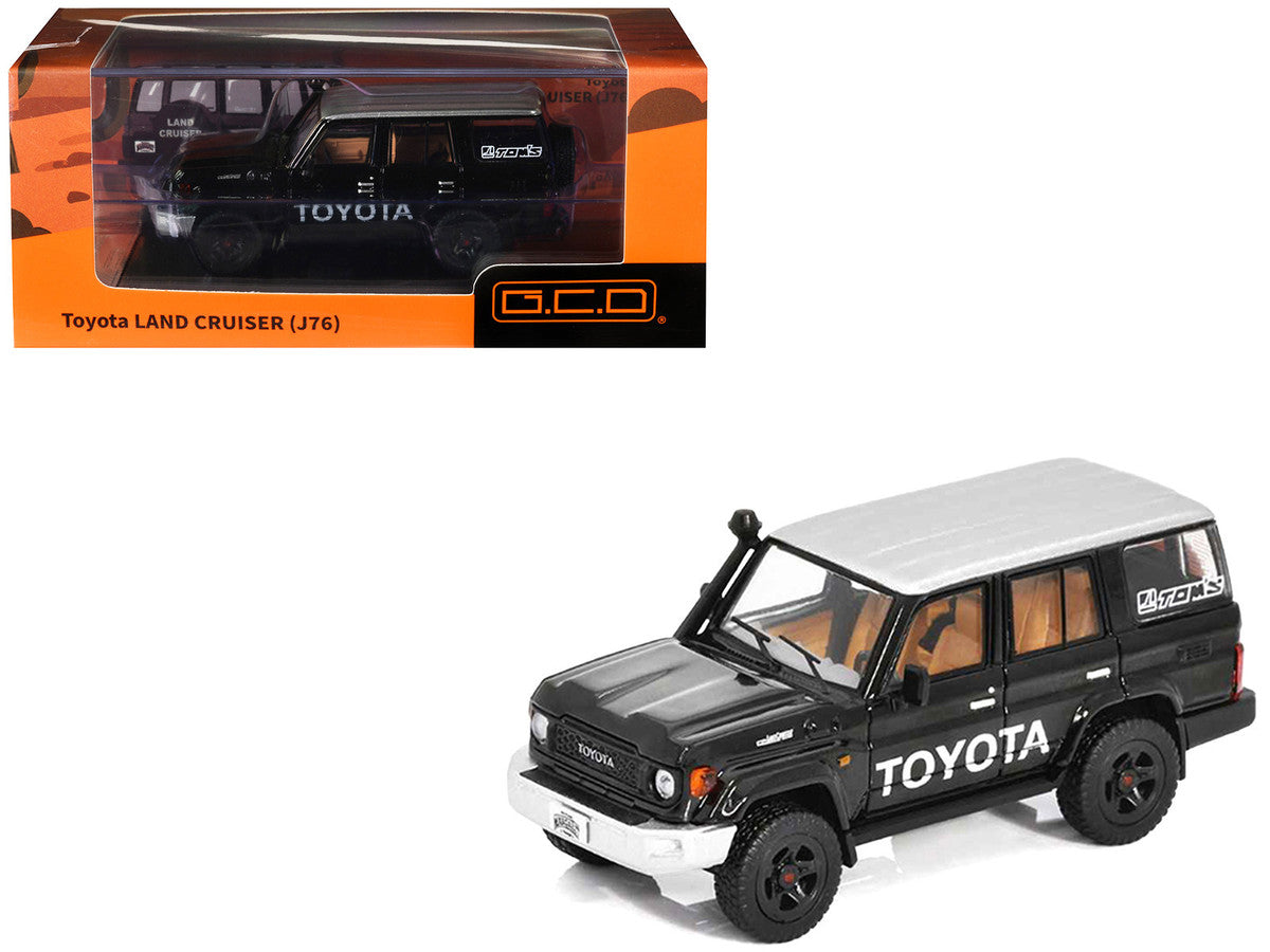 Toyota Land Cruiser (J76) Black with Silver Metallic Top 1/64 Diecast Model Car by GCD LuxuryLifeWay Online Store