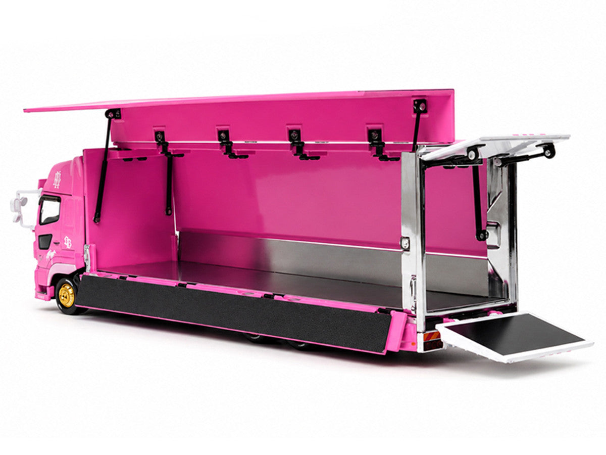 Hino 700 Transporter RHD (Right Hand Drive) "LB-Trucks - Kayano_Distr." Pink Metallic with Graphics 1/64 Diecast Model by GCD LuxuryLifeWay Online Store