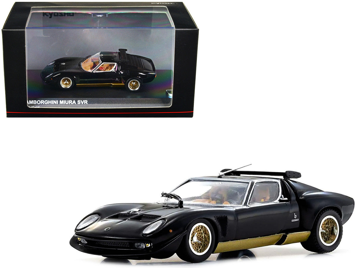 Lamborghini Miura SVR Black with Gold Accents and Wheels 1/43 Diecast Model Car by Kyosho LuxuryLifeWay Online Store