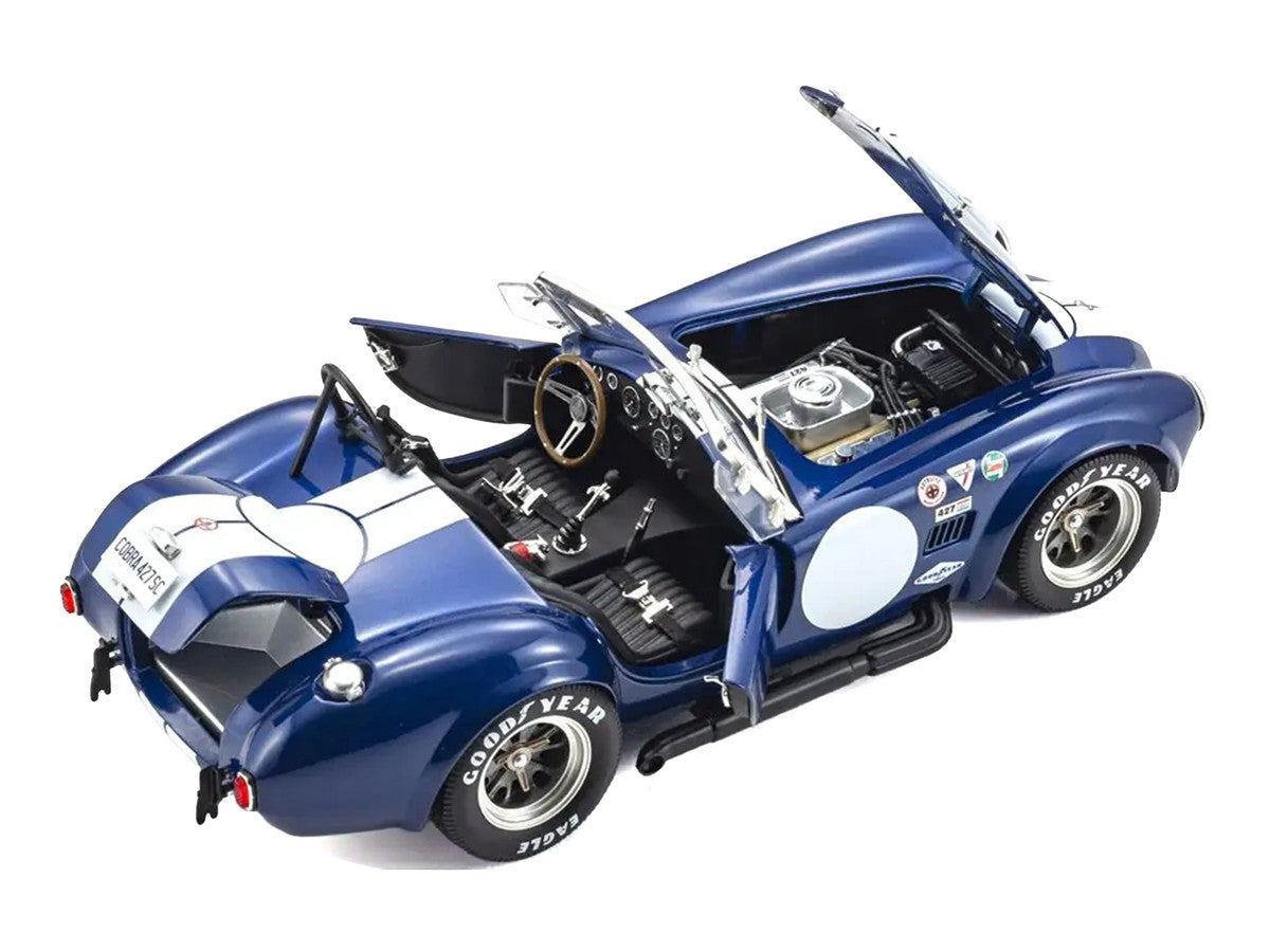 Shelby Cobra 427 S/C Blue with White Stripes and Race Graphics 1/18 Diecast Model Car by Kyosho LuxuryLifeWay Online Store