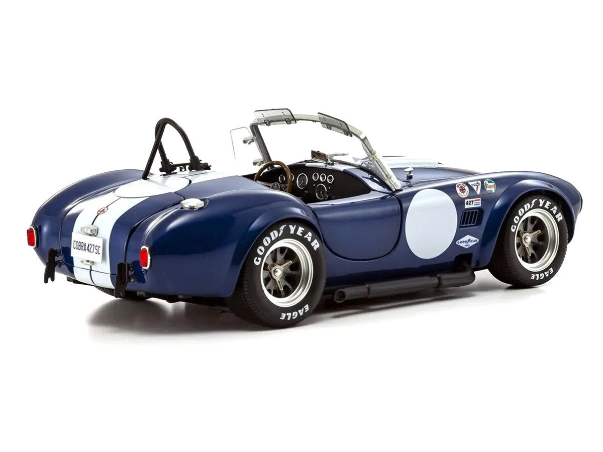 Shelby Cobra 427 S/C Blue with White Stripes and Race Graphics 1/18 Diecast Model Car by Kyosho LuxuryLifeWay Online Store