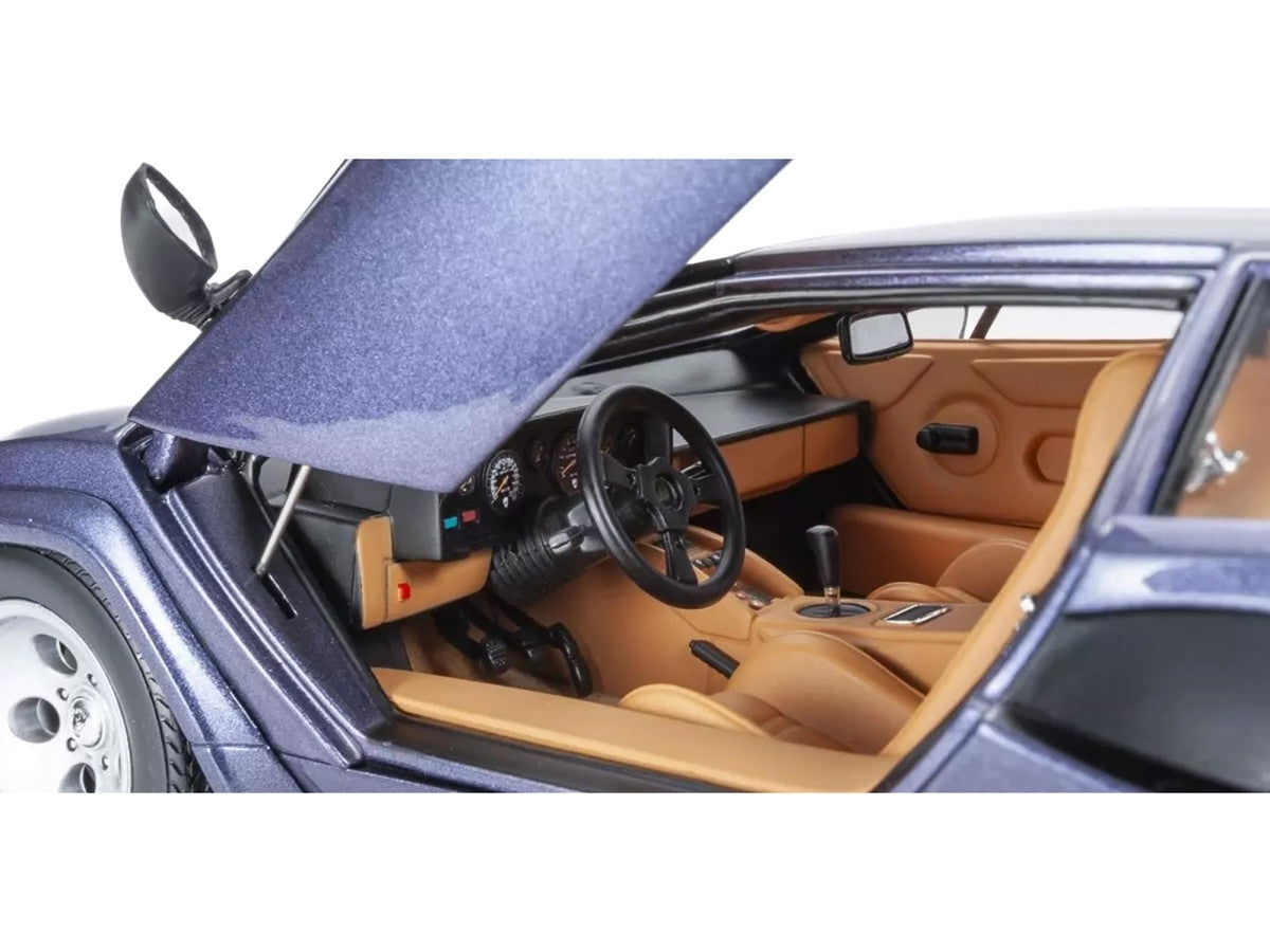Lamborghini Countach LP 5000 Quattrovalvole Dark Blue Metallic 1/18 Diecast Model Car by Kyosho LuxuryLifeWay Online Store