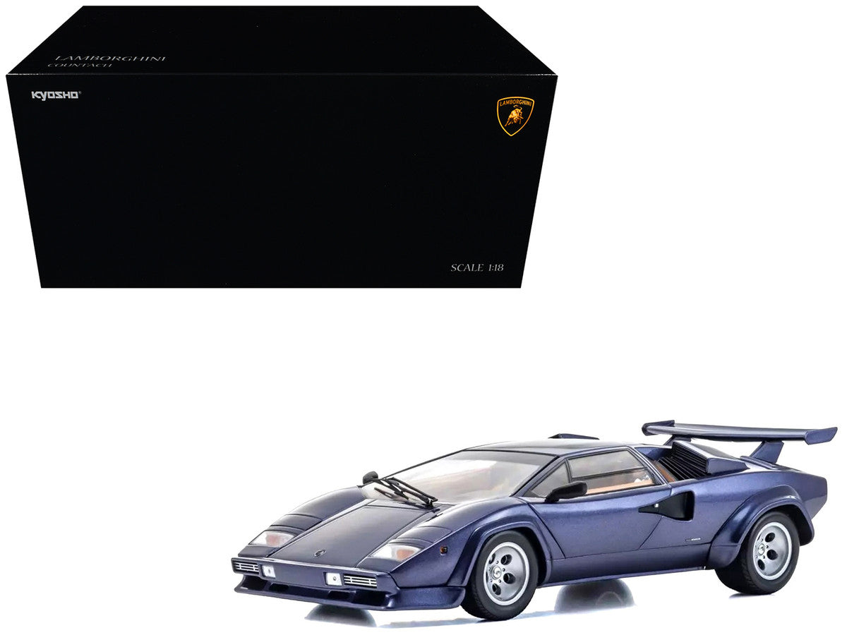 Lamborghini Countach LP 5000 Quattrovalvole Dark Blue Metallic 1/18 Diecast Model Car by Kyosho LuxuryLifeWay Online Store
