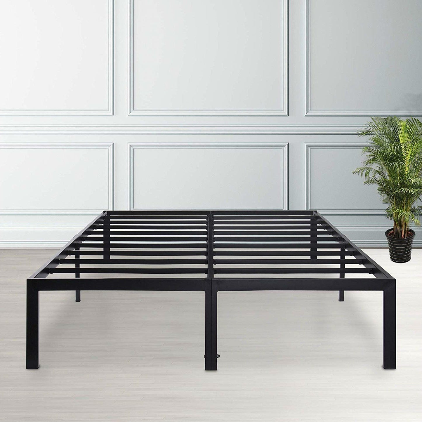 King size Modern Heavy Duty Black Metal Platform Bed Frame LuxuryLifeWay Online Store
