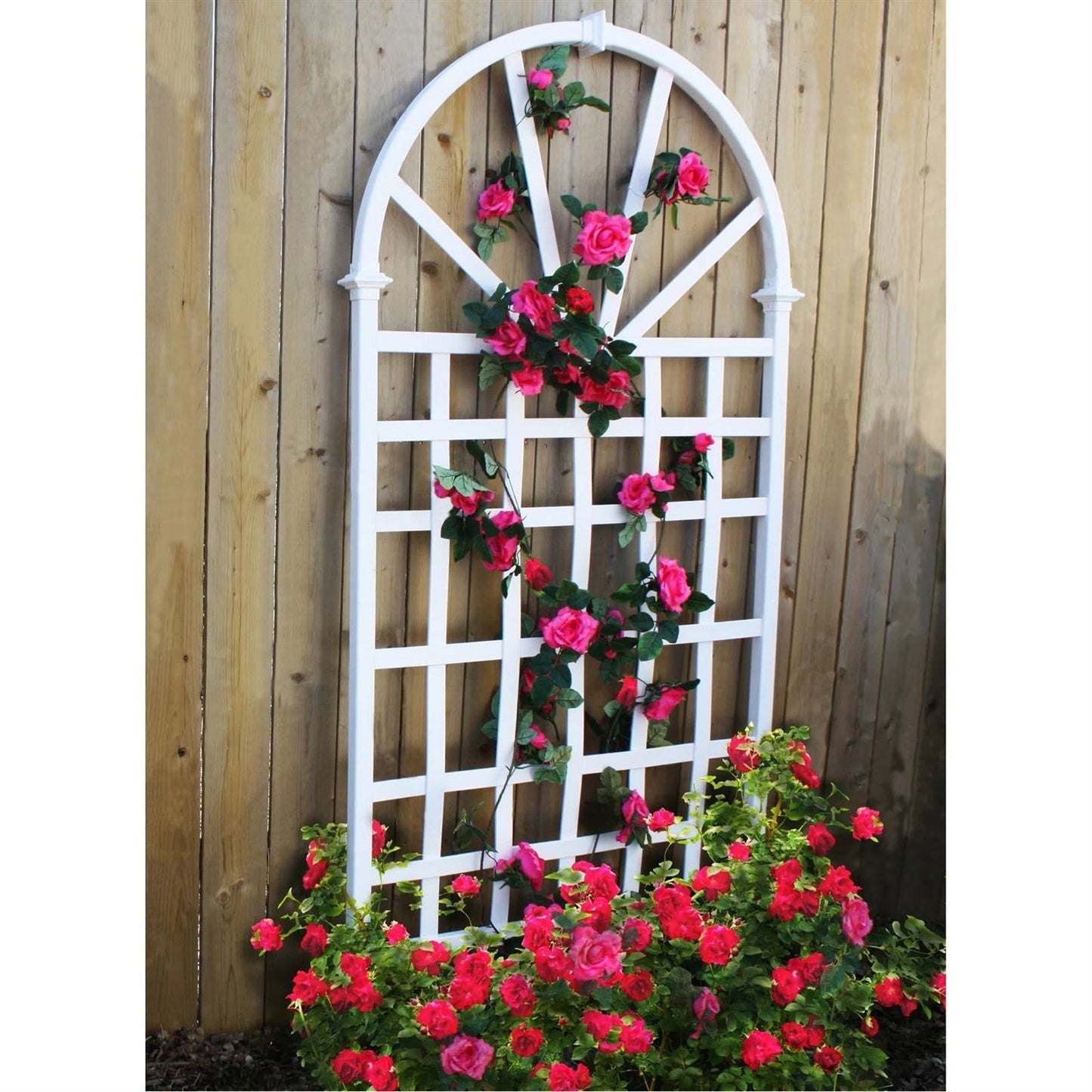 77-inch Outdoor White Vinyl Lattice Garden Trellis with Arched Top LuxuryLifeWay Online Store